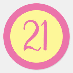 Adesivo Número de Idade 21 Texto rosa personalizável em am