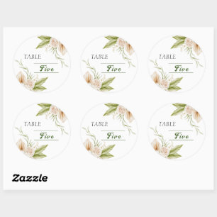 Adesivo Número de mesa em aquarela bege delicado 