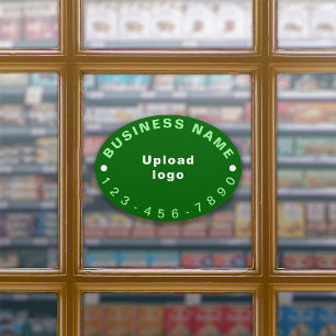 Adesivo Número De Telefone Comercial Em Verde Oval Grande