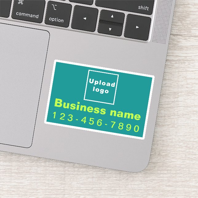 Adesivo Número de Telefone Comercial, Retângulo Verde Teal (Detalhe)