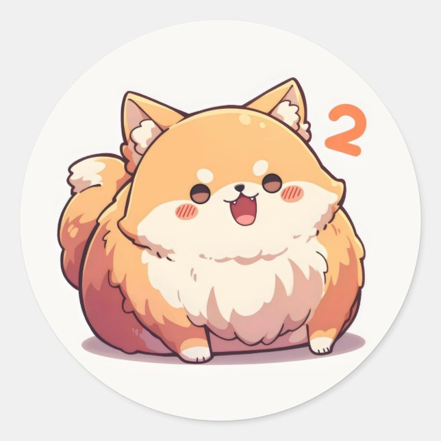 Adesivo Número Dois Cachorro Anime Engraçado (Frente)