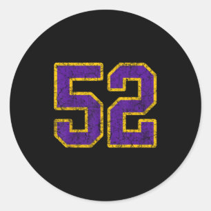 Adesivo Número Dourado Roxo 52 Jersey Player Uniform #52 N
