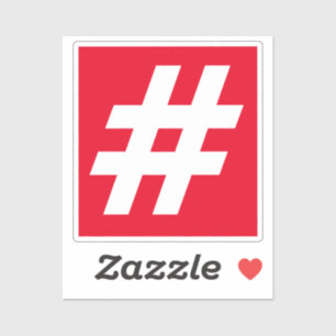 Adesivo Número Hashtag Red and White Sticker