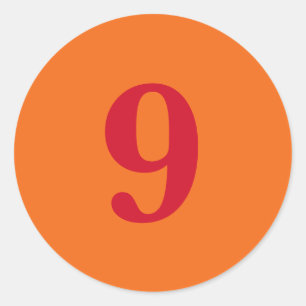 Adesivo Número nove planejamento simples 9 laranja vermelh
