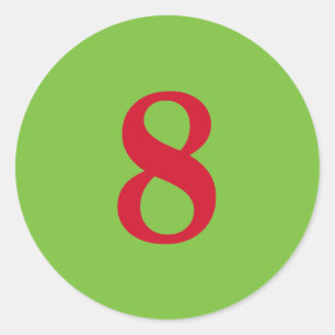 Adesivo Número oito planos simples 8 verde vermelho