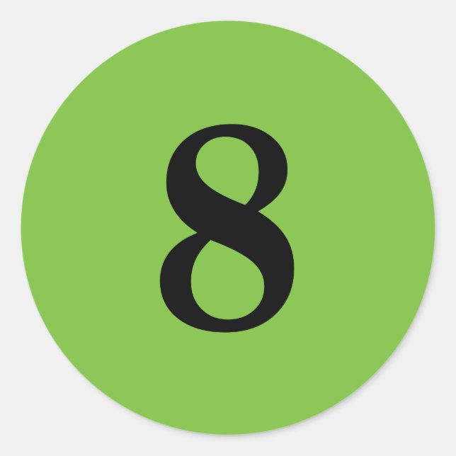 Adesivo Número oito planos simples 8 verdes preto (Frente)