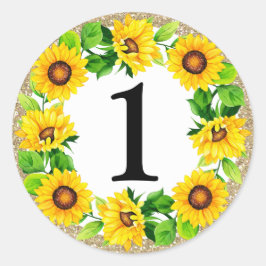 Adesivo Número Personalizado de Aniversário do Sunflower e