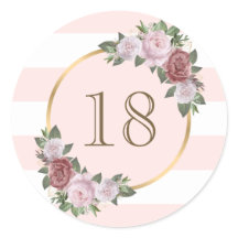Número Personalizado Floral Dourado Cor-de-Rosa