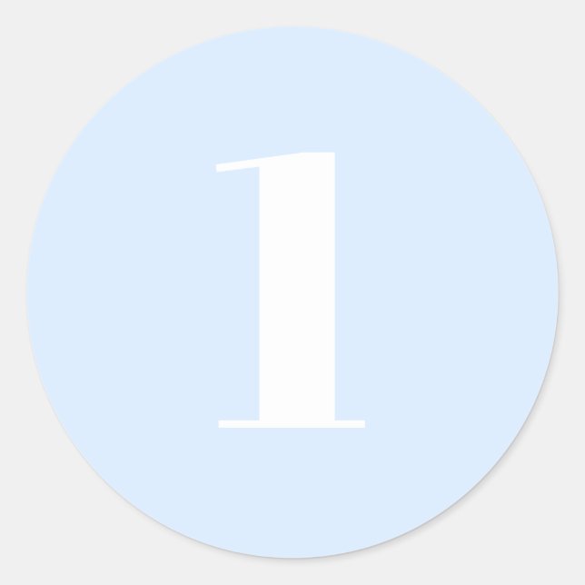 Adesivo Número personalizado moderno, data, azul claro (Frente)