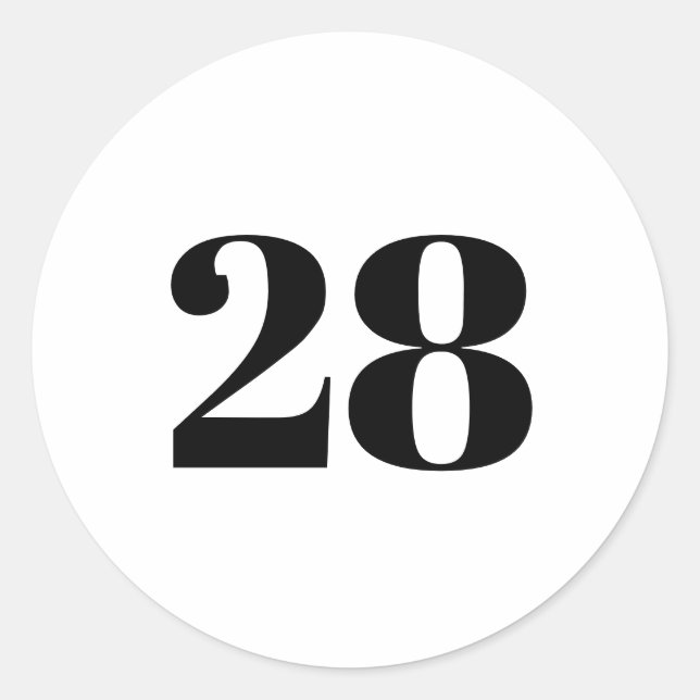 Adesivo Número personalizado moderno, data, branco preto (Frente)