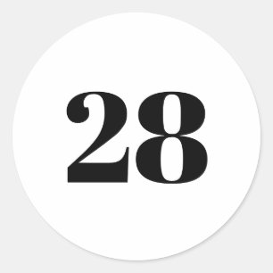 Adesivo Número personalizado moderno, data, branco preto