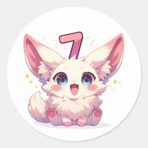 Adesivo Número Sete Animal Anime Fofo