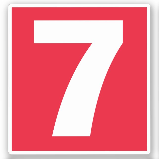 Adesivo Número Sete Vinheta Vermelha e Branca (Frente)