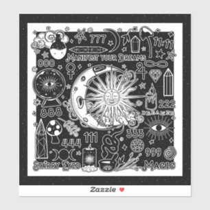 Adesivo Numerologia da Sorte Manifestando Magia Preto e Br