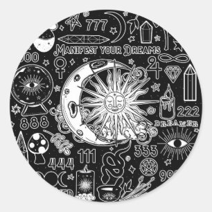 Adesivo Numerologia Sortuda Manifestando Magia Preto Branc