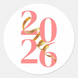 Adesivo Números 2026 en Coral con Lazo Dorado Flotante