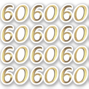 Adesivo Números 60 Faux Dourado 60 anos