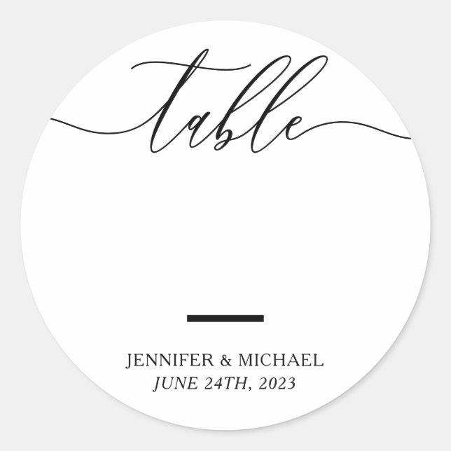 Adesivo Números da Mesa do Script de Assentos de Casamento (Frente)