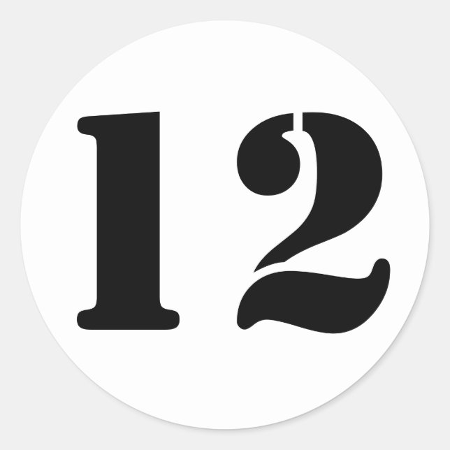 Adesivo Números de lápis por Janz Número 12, Doze Branco (Frente)