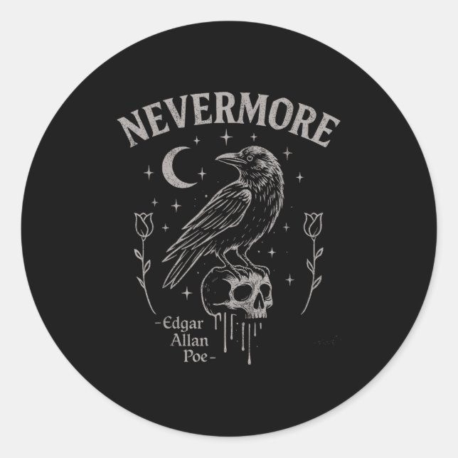 Adesivo Nunca mais Raven Skull Art, Gothic Edgar Allan Poe (Frente)