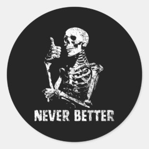 Adesivo Nunca Melhor Bebendo Skeletrificado Café Halloween