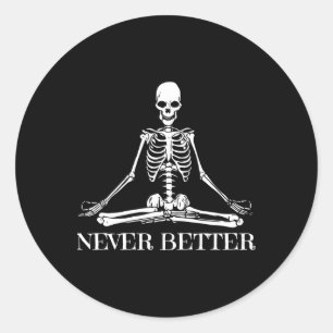 Adesivo Nunca Melhor Ioga Esqueleto Meditação De Halloween