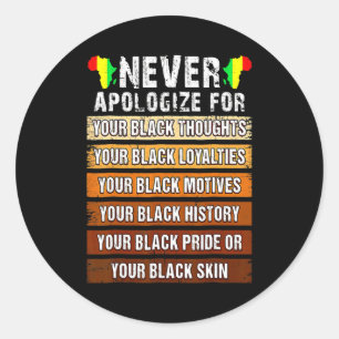 Adesivo Nunca Retro Peço Desculpas História Negra Africana