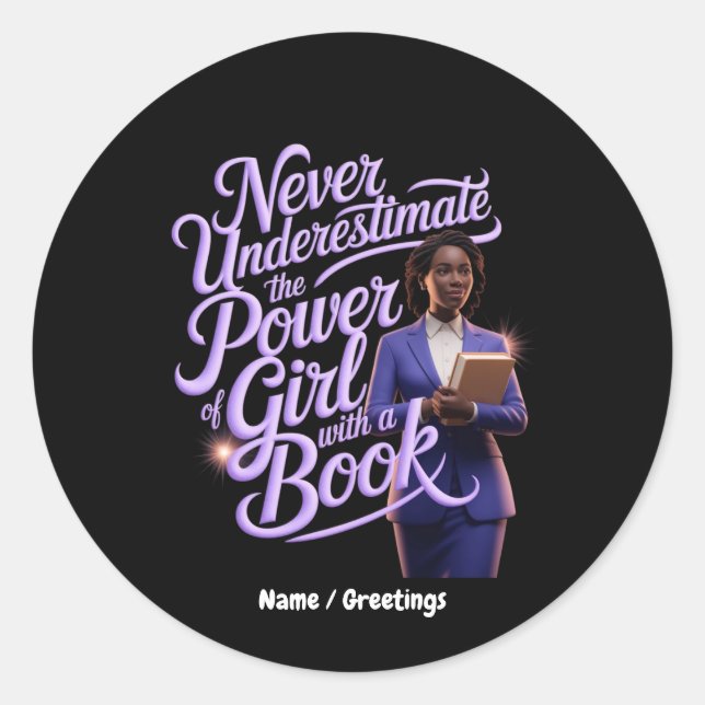 Adesivo Nunca subestime o poder da garota com um livro (Frente)