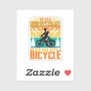 Adesivo Nunca Subestime um Homem Velho numa Bicicleta