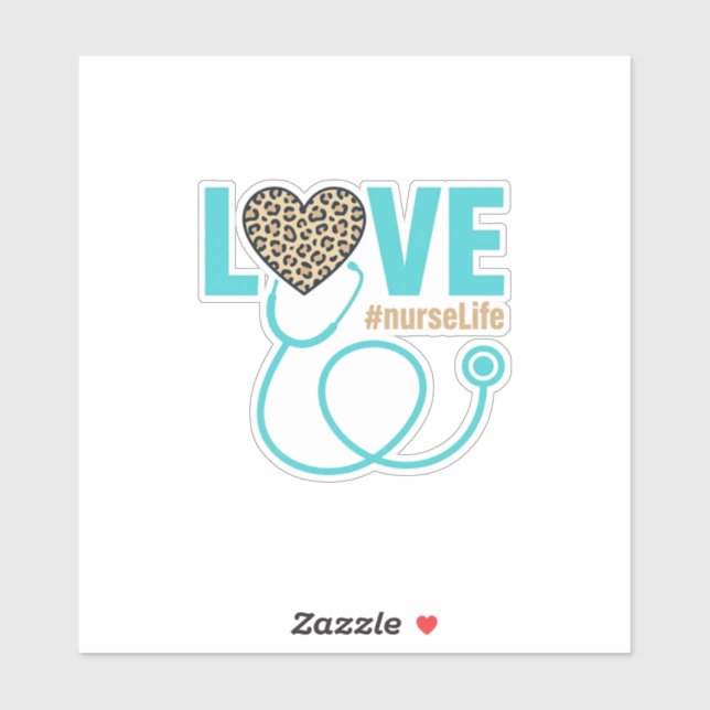 Adesivo Nurse Love Leopard Stethoscope Vector Design_1 (Folha)