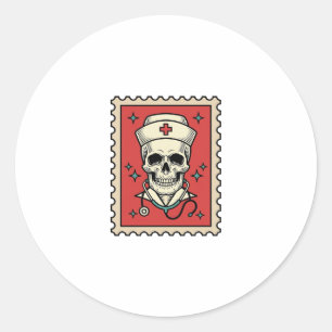 Adesivo Nurse Skull Funny Retro Selo_1