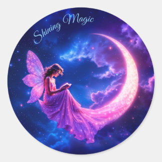 Adesivo Nursery rosa fantasia de fada brilhando neon moon