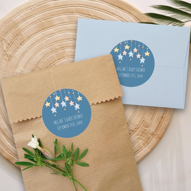 Adesivo Nursery Stars Chá de fraldas Personalizado Azul (Blue Stickers from my Twinkle Twinkle baby shower collection)