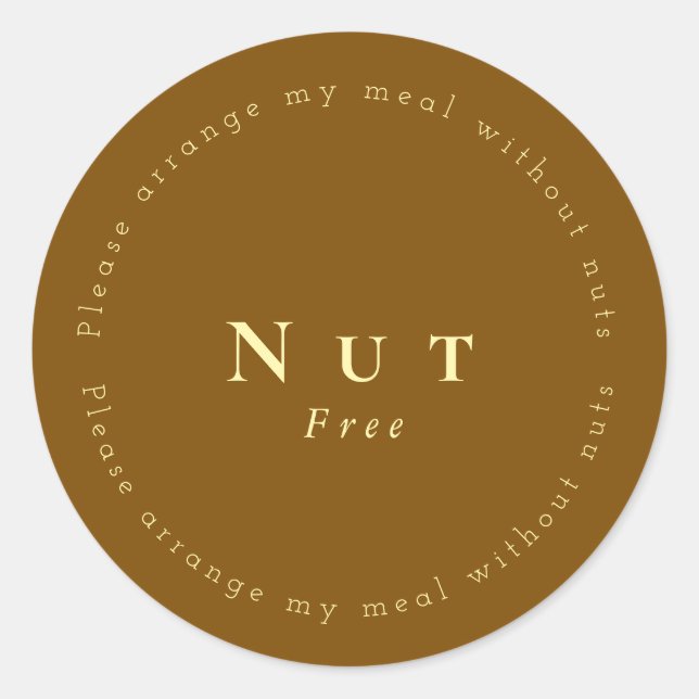 Adesivo Nut-Free Request Sticker, Brown - Light yellow (Frente)