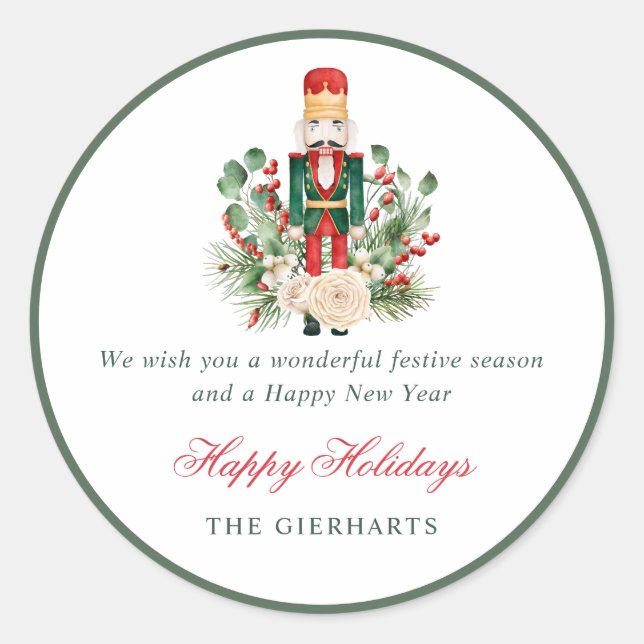 Adesivo Nutcracker and Greenery Happy Holidays Christmas (Frente)