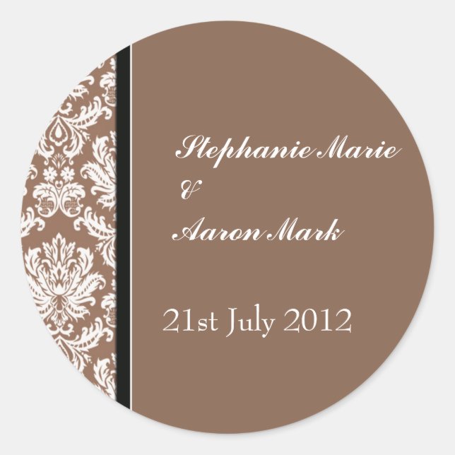 Adesivo Nutmeg Classic Casamento tema damasco Label Sticke (Frente)