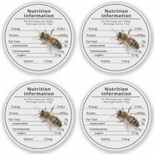 Adesivo Nutrição australiana de mel transparente com abe
