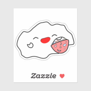 Adesivo Nuvem Bebê Kawaii Segurando um Saco de Cesta de Do