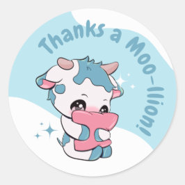 Adesivo Nuvem Branca de Vaca Azul Verde Pastel Obrigado