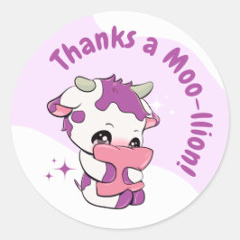 Adesivo Nuvem Branca de Vaca Púrpura, Rosa Pastel Obrigado