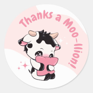 Adesivo Nuvem Branca de Vaca Rosa Negra Obrigado, Vinheta