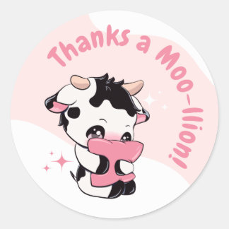 Adesivo Nuvem Branca de Vaca Rosa Negra Obrigado, Vinheta 