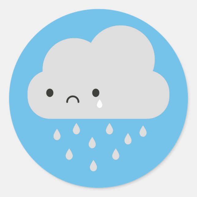 Adesivo Nuvem de Chuva Triste Kawaii (Frente)