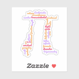 Adesivo Nuvem de Palavras de Matemática Pi Day