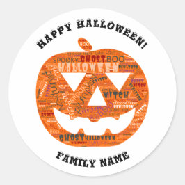 Adesivo Nuvem de Palavras Personalizada do Halloween Jack-