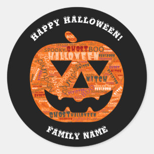 Adesivo Nuvem de Palavras Personalizada do Halloween Jack-