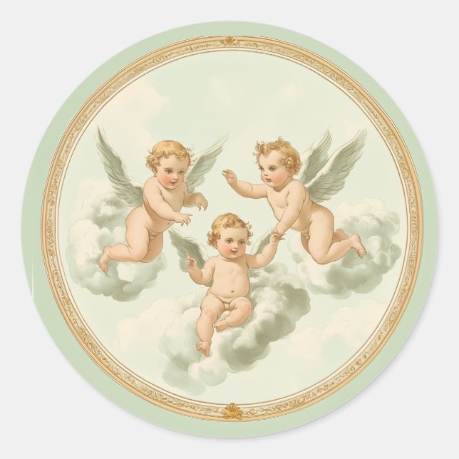 Adesivo Nuvem Fresca de Mint Rococo Cherub (Frente)