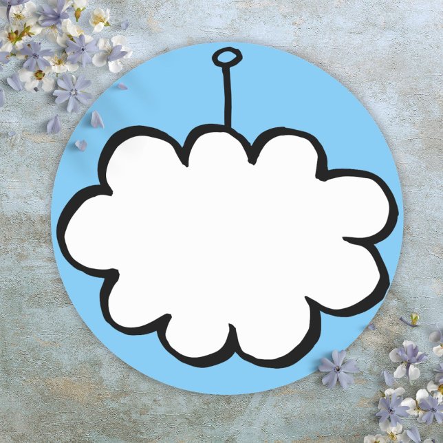 Adesivo Nuvem Personalizada na Corda (Personalized Cloud on a String Classic Round Sticker)