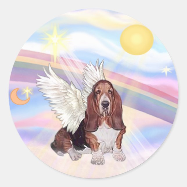 Adesivo Nuvens - Anjo Basset Hound (Frente)