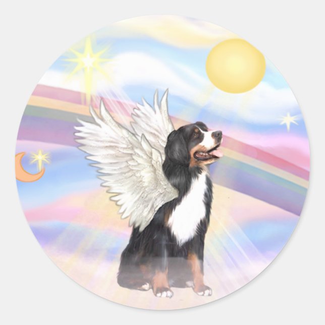 Adesivo Nuvens - Anjo Bernese Mountain Dog (Frente)